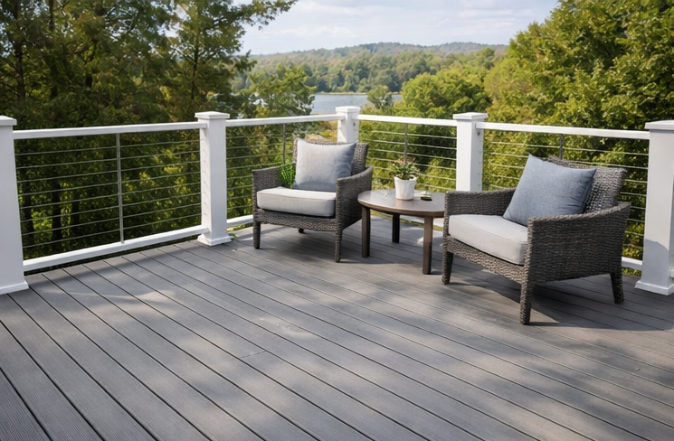 modern composite backyard deck