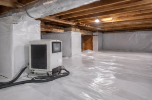 crawl space encapsulation system with dehumidifier