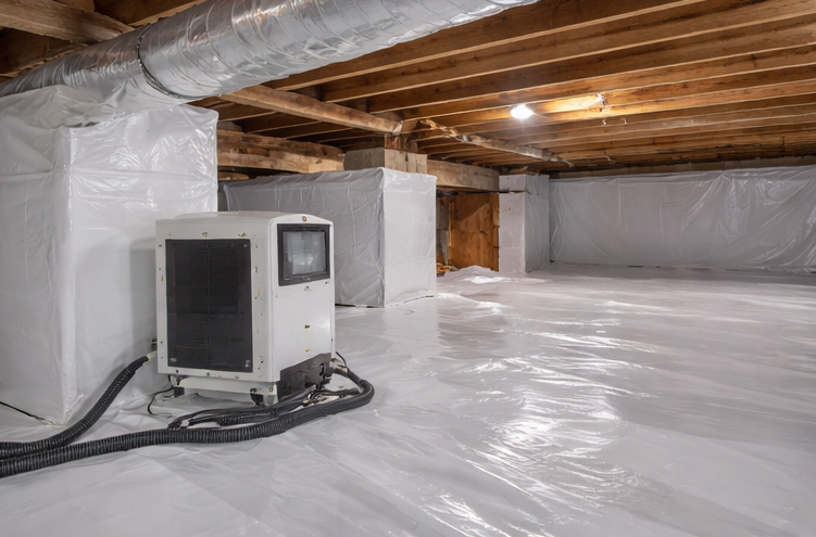 crawl space encapsulation system with dehumidifier