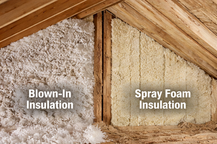 blown in vs spray foam attic insulation