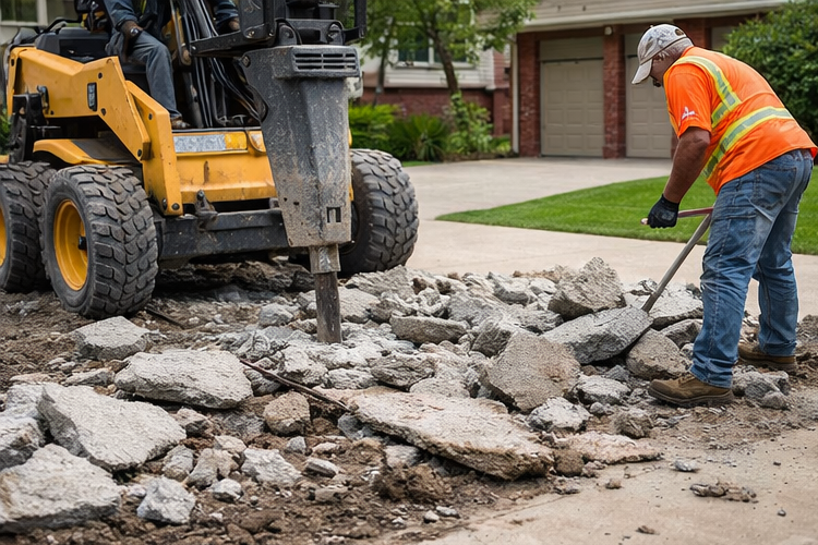 Concrete driveway demolition process