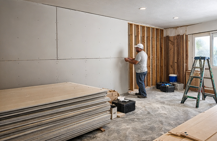 full drywall wall replacement