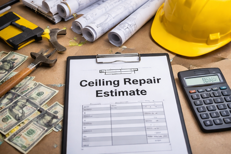 ceiling repair cost estimate tools and paperwork