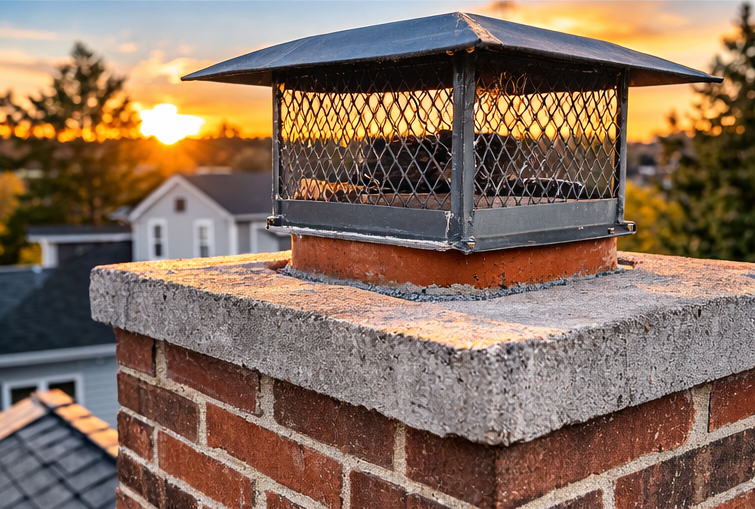 chimney cap on brick chimney