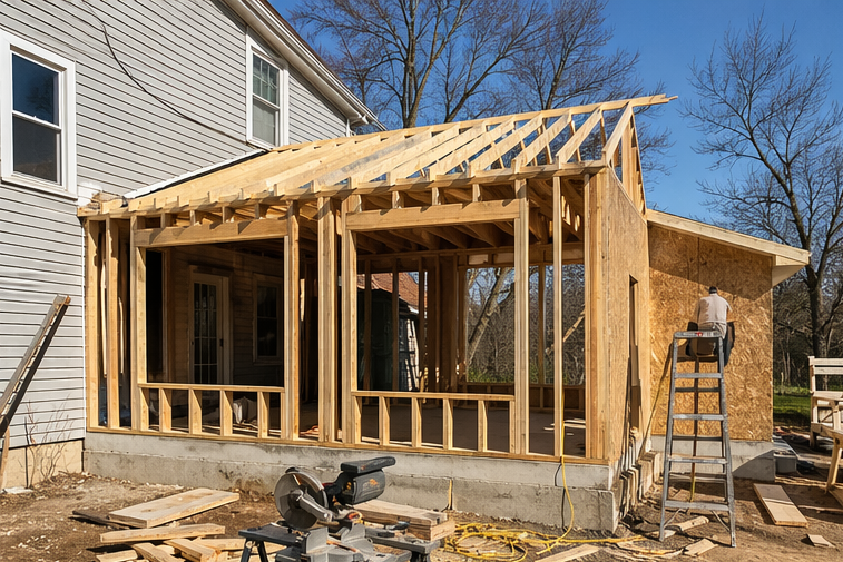 home addition construction framing