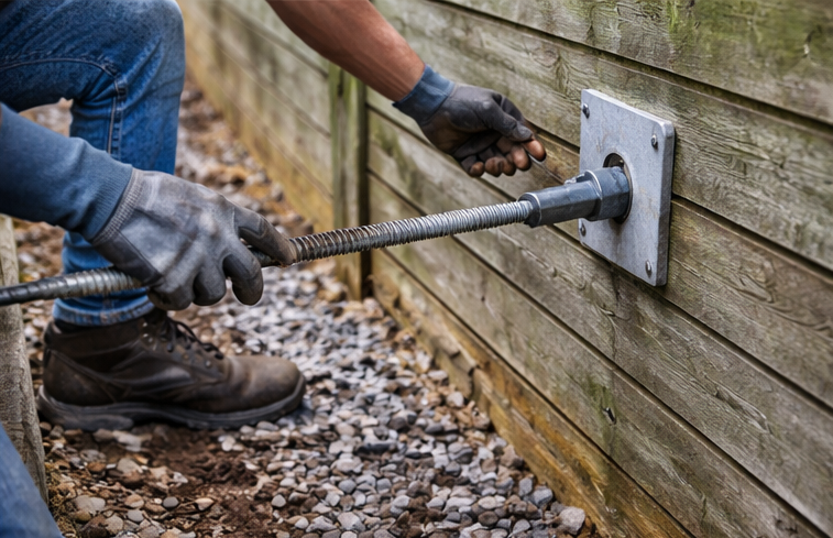 retaining wall anchor installation