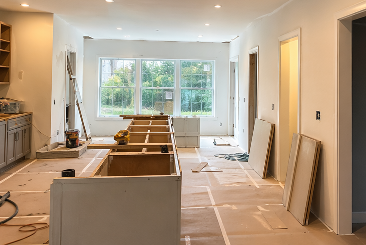 home addition interior under construction