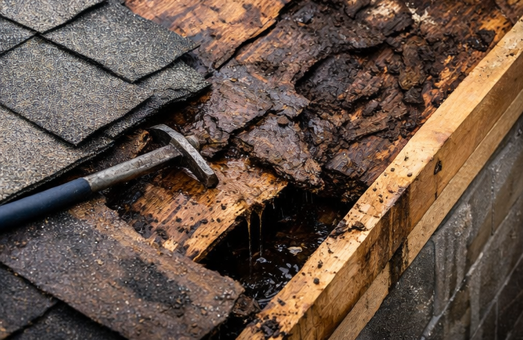 rotted roof decking damage