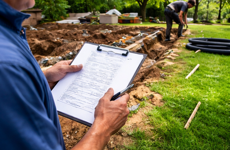 contractor reviewing drainage project cost estimate