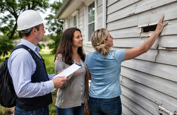 homeowner discussing insurance claim after storm damage